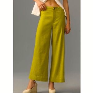 Mauve by Anthropologie Ettie High-Rise Crop Wide-Leg Linen Pants in size 29